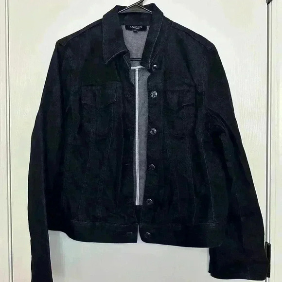 Talbots Dark‎ Wash Navy Denim Jean Jacket Women’s 14 Split Cuffs Button Closure - Picture 1 of 7